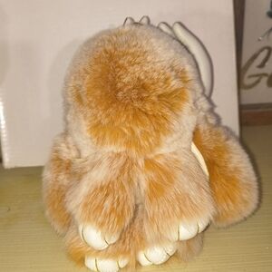 Keychain Purse Charm Bunny Plush Fluffy Brown
